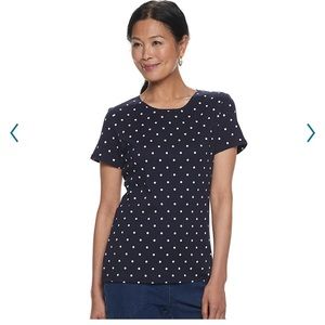 Croft & Barrow Polka dot Crew Neck Tee